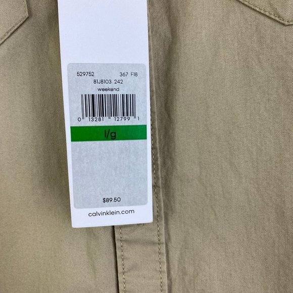 CALVIN KLEIN Khaki Green Button Down NWT - Picture 4 of 8